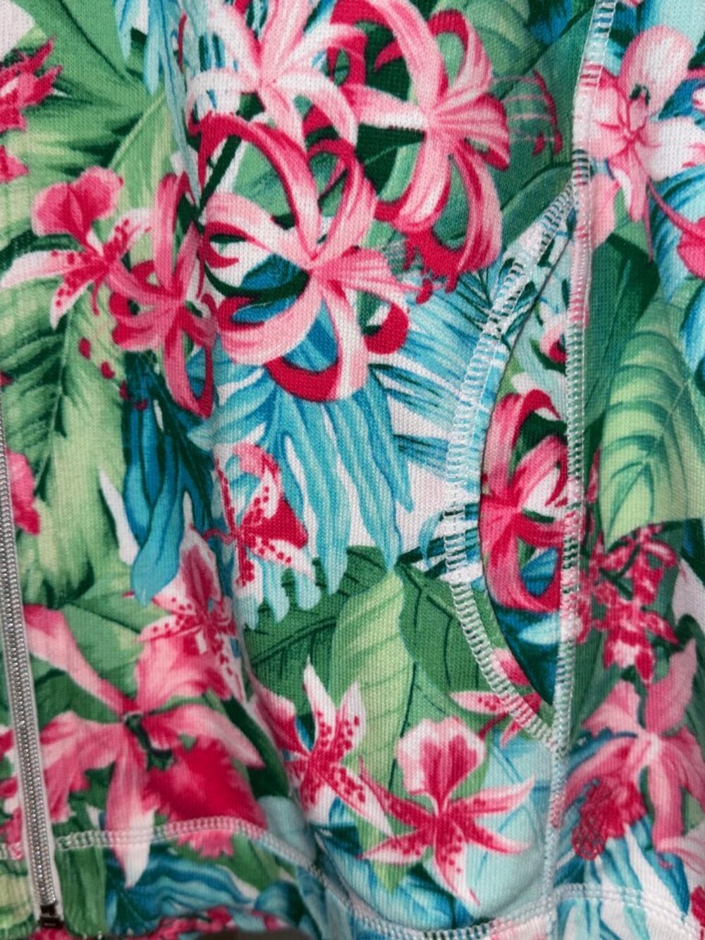 EUC TOMMY BAHAMA ARUBA PINK FLORAL TROPICAL FULL ZIP TOP JACKET SWEATSHIRT XL - Picture 5 of 5